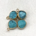 Faceted Green Aventurine water drop pendants with gold edges for DIY necklaces - Blue Turquoise