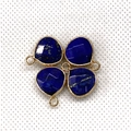 Set of four teardrop-shaped lapis lazuli stone pendants with gold plated edges for DIY jewelry - Lapis Lazuli
