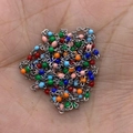 Silver stainless steel oval link chain featuring multi-colored enamel beads for DIY jewelry - 10m/Roll / Multicolor
