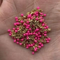Golden fine chain with bright neon pink teardrop charms for DIY jewelry making - In Roll / Hot Pink