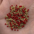 Exquisite 10m roll of golden copper chain with red drip oil bead charms for DIY jewelry - In Roll / Red