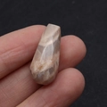 Polished teardrop-shaped natural stone pendant with brown and white sand textures - Peach Sunstone Pattern (No.2) / 12x25mm