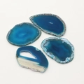 Pendente fetta di agata blu irregolare con venature naturali per creazioni gioielli - Stile 4 (Blu)