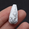 Faceted white howlite water drop pendant stone for DIY necklace jewelry making - White Howlite Marbled Pattern (No.3) / 12x25mm