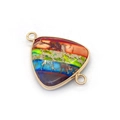 Triangle natural stone connector with multi-color layers and gold metal frame for jewelry DIY - Triangle