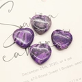 Set di quattro ciondoli a cuore in Agata pazza viola in pietra naturale con ganci - Stile Cuore Viola (Stile 1)