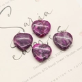 Set di quattro ciondoli a cuore in agata crazy lace viola con gancio argento - Stile Cuore Magenta (Stile 4)