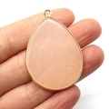 Pink teardrop stone pendant with gold metal frame and loop for DIY jewelry making - Pink Stone (No. 3)