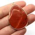 Waterdrop shaped red jasper stone pendant with gold metal frame for DIY jewelry - Rainbow Stone
