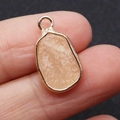 Irregular Dalmation Jasper stone pendant with gold plating and natural texture finish - Irregular Single Hole Pendant / Orange Stone