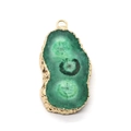 Natuurlijke groene agaat kristallen hanger met onregelmatige vorm en gouden metalen rand - Alleen Hanger (Zonder Ketting) / Groen