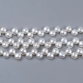 Three rows of natural white flat freshwater pearls with high luster for DIY jewelry making - 6-7MM / White
