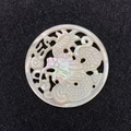 Hand-carved natural mother of pearl shell pendant with intricate hollow dragon pattern - 35mm / Traditional Dragon (No. 1)