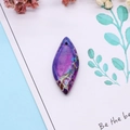 Leaf-shaped natural emperor stone pendant with purple and blue textures for DIY jewelry - Purple/Blue Mottled Style (No. 1)