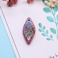 Natural rhombus stone turquoise pendant with bohemian colorful marble texture and top drill hole - Pink-Purple/Sky Blue Mottled Style (No. 2)