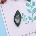 Marquise cut green natural stone pendant with hole for DIY necklace jewelry making - Dark Green Textured Style (No. 5)