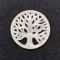 Natural white mother of pearl shell tree of life hollow round pendant for jewelry making - 30MM / Tree of Life (No. 3)