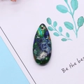 Waterdrop shaped green turquoise pendant with natural texture and pre-drilled hole for necklace - Blue Green Mottled Style (1)