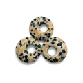 Flat round dalmatian stone donut charms with natural black spots for DIY jewelry - 18x4mm Hole 6mm / Dalmatian Jasper