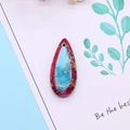 Polished turquoise teardrop stone pendant with unique blue and purple mesh texture - Sky Blue Red Matrix Style (2)