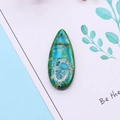 Polished natural teardrop turquoise stone pendant with vibrant green and blue patterns - Emerald Peacock Blue Style (3)