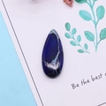 Teardrop-shaped blue lapis lazuli stone pendant with natural marble pattern for DIY necklace - Dark Blue Cracked Style (4)