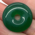 Green agate stone donut pendant charm with polished finish and smooth round shape - Green Jade