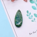 Pendentif en pierre naturelle goutte en jaspe vert poli avec trou pré-percé pour bijoux - Style Marbré Vert (5)