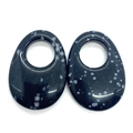 Ciondolo in ossidiana fiocco di neve a forma ovale per gioielli fai da te - 25 x 35 mm / Snowflake Obsidian