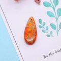 Pendentif goutte d'eau en pierre naturelle orange et beige avec trou pré-percé pour DIY - Style Marbré Orange Rouge (7)