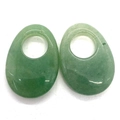 Ciondolo ovale in pietra naturale verde con foro 12mm per creazione di gioielli - 25 x 35 mm / Aventurina verde
