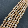 Strands of irregular orange pink baroque freshwater pearls for DIY jewelry making - 3-4mm / Pink