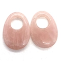 Coppia di pendenti ovali in quarzo rosa con fori da 12mm per gioielli fai da te - 25 x 35 mm / Quarzo rosa