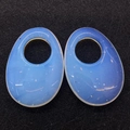 Plug ovali in opalite con finitura blu traslucida e foro circolare superiore - 25 x 35 mm / Opale