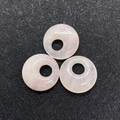 Pink quartz stone doughnut charms for DIY jewelry making in polished round finish - 18x4mm Hole 6mm / Rose Quartz