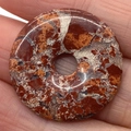 Polished red brecciated jasper donut stone pendant for DIY necklace and jewelry making - Fragmented Texture Red Stone (#16)