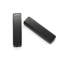 Two polished black rectangle stones for DIY jewelry making with smooth mirror finish - 7x10x40mm, 8g / Black Agate