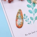 Waterdrop natural imperial jasper stone pendant with vibrant orange and blue textures - 16x42mm 9g / US 11