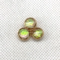 Three-ring green iridescent crystal pendant in a gold-plated bezel for DIY jewelry - Triple Circle Cluster (10x13mm) / Gold