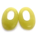 Ciondolo ovale in agata muschiata verde chiaro con foro da 12mm per gioielli fai da te - 25 x 35 mm / Giada Limone