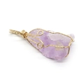 Ciondolo in pietra grezza di cristallo viola con filo dorato, accessorio per gioielli - Viola Irregolare (N. 10)
