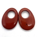 Dilatatori ovali in diaspro rosso naturale con texture organica e grande foro centrale - 25 x 35 mm / diaspro rosso