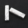Rectangular white turquoise stone pendant with natural grey veins for DIY jewelry - 7x10x40mm, 8g / Howlite