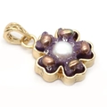 Purple flower pendant with white freshwater pearl and brown gemstone beads gold finish - No.2 Five-Petal Flower (25x31mm)