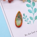 Pendentif en pierre impériale en forme de goutte avec textures marbrées orange et vertes - Marbré Orange Vert (22)