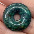 Natural Phoenix Stone donut pendant with green and blue mineral textures for DIY jewelry - African Pine Stone