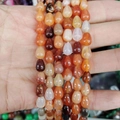 Handheld drop-shaped natural agate stone beads in warm orange and red translucent tones - Teardrop Shape (1013-T210103029) / 1 Piece / Red Agate