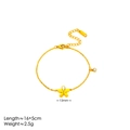 Goldenes Edelstahl-Blumenarmband mit Muschelblüten-Anhänger und funkelndem Kristallstein - 18K-Gold / Gold Armband
