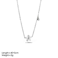 Minimalistische Edelstahl-Blumenhalskette mit Love-Gravur und funkelndem Zirkon-Stein - 18K-Gold / Silber Halskette