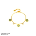 Detailansicht eines 18K vergoldeten Kamelien-Armbands mit grünem Emaille und Zirkon - Armband / 18K-Gold / Blau-Grün-Verlauf